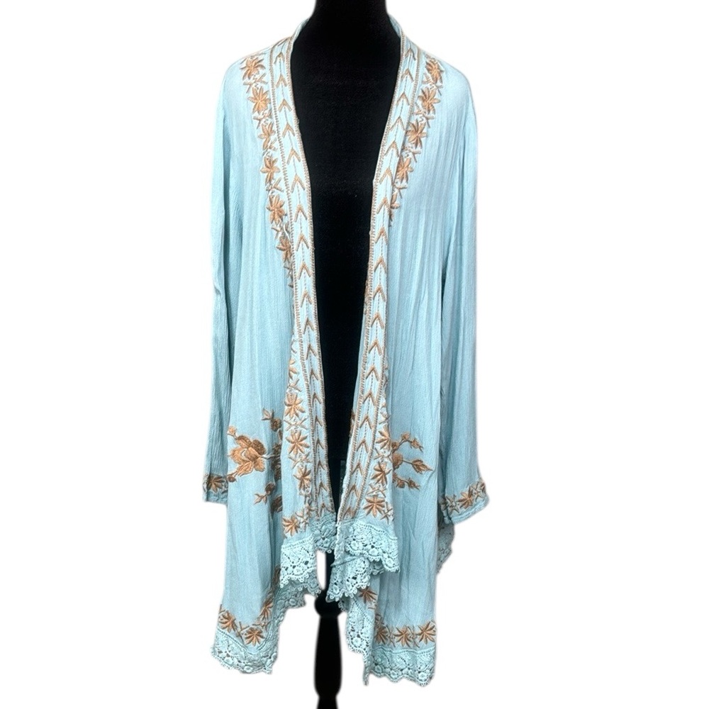 Time for me Elegant Blue Embroidered Women's cardigan L